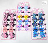 Pack of 12 Pcs Anime Cartoon Lilo & Stitch Hair Clips - Cute Hair Pins for Baby Girls, Kids, and Gifts